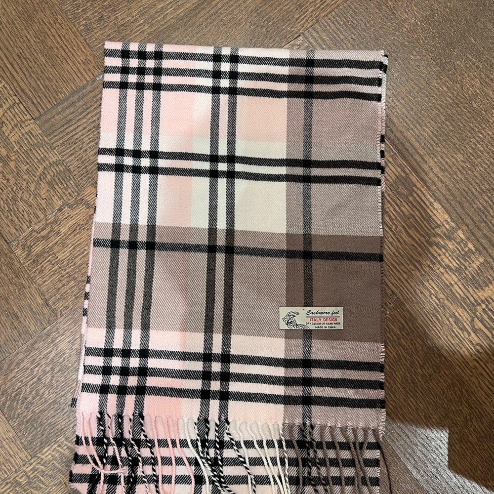 Pink and Black Plaid Scarf
